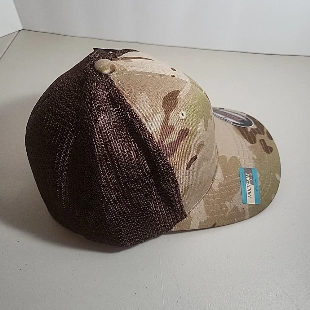 NEW Yupoong Multicam Arid One Size Flexfit Trucker Hat Cap Brown Camo NWT Army